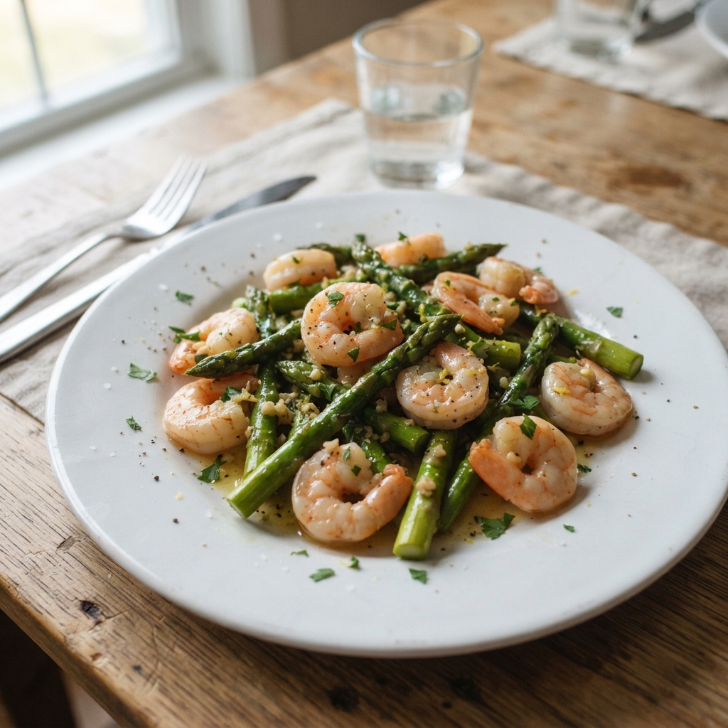 One-Pan Garlic Butter Shrimp and Asparagus