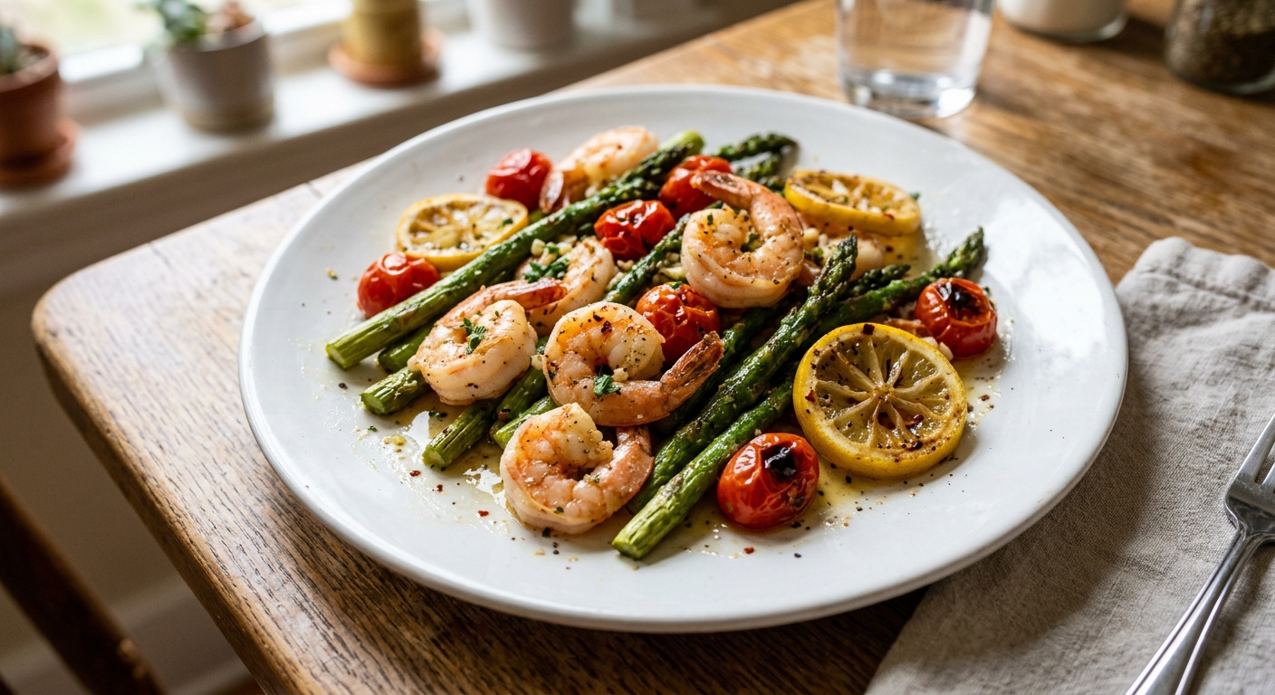 Zesty Lemon Garlic Shrimp Sheet Pan