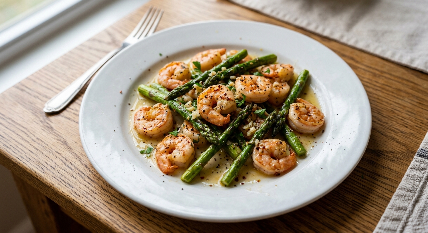 One-Pan Garlic Butter Lemon Shrimp and Asparagus