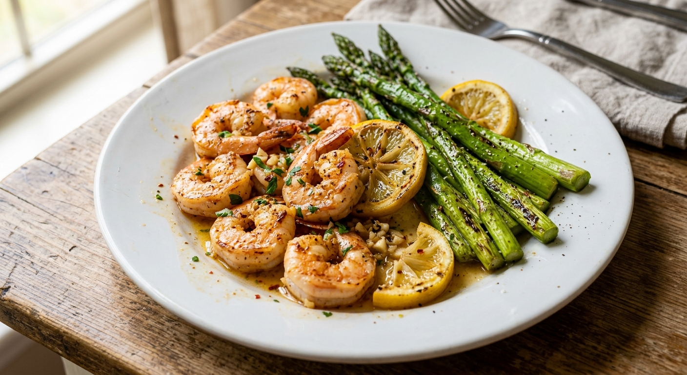 One-Pan Lemon Garlic Butter Shrimp and Asparagus