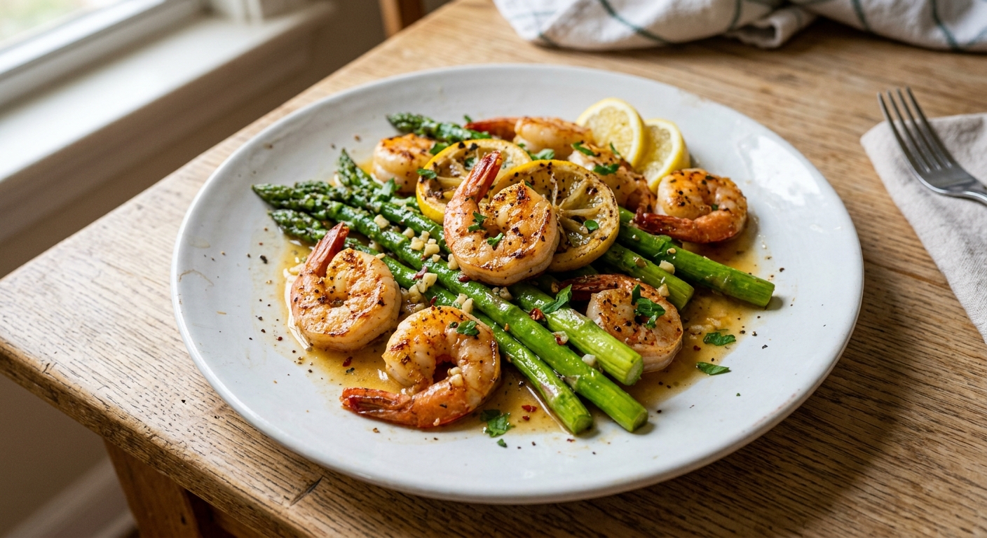 One-Pan Lemon Garlic Shrimp and Asparagus