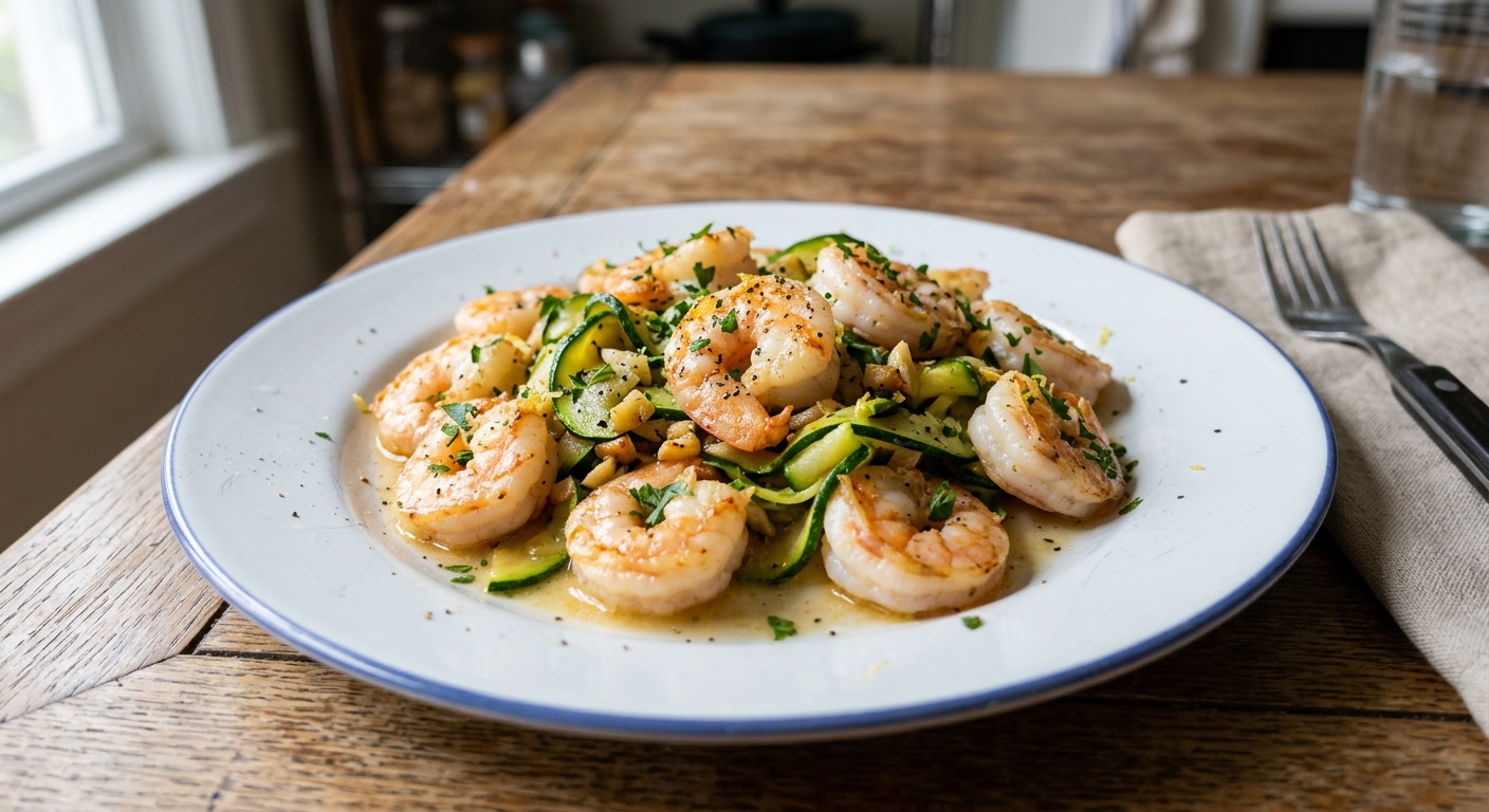 Lemon Garlic Shrimp and Zucchini Skillet