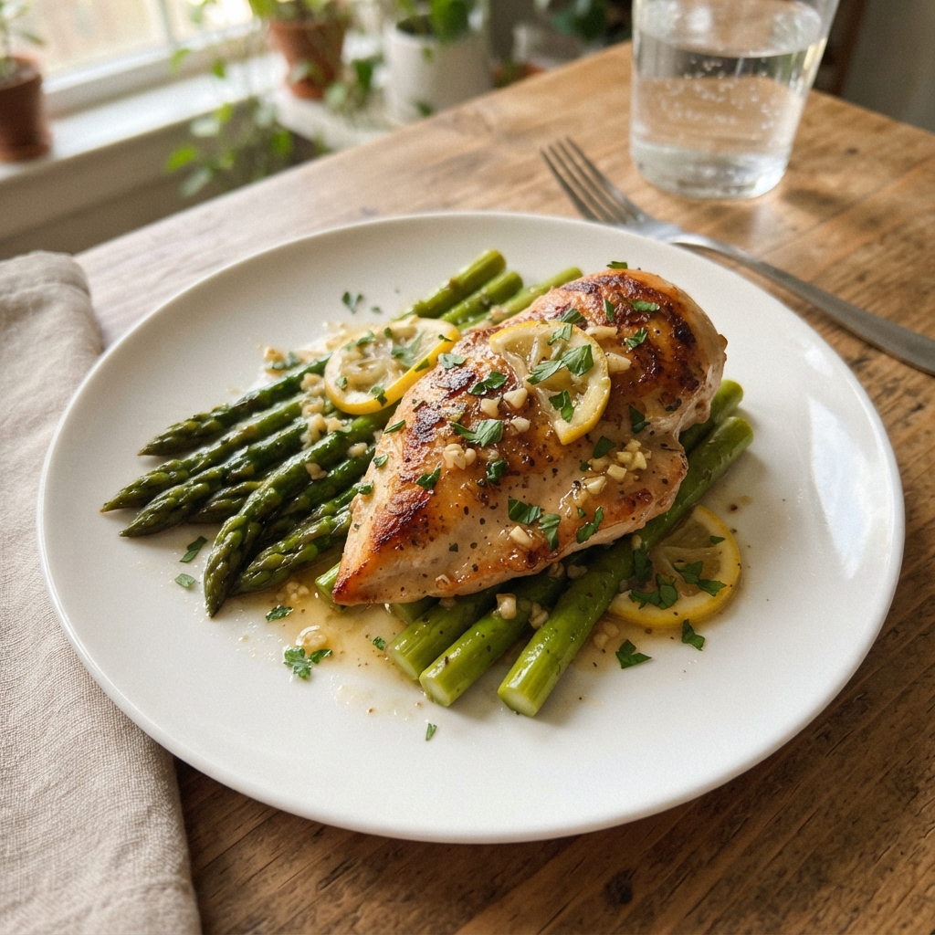 One-Pan Lemon Garlic Chicken and Asparagus