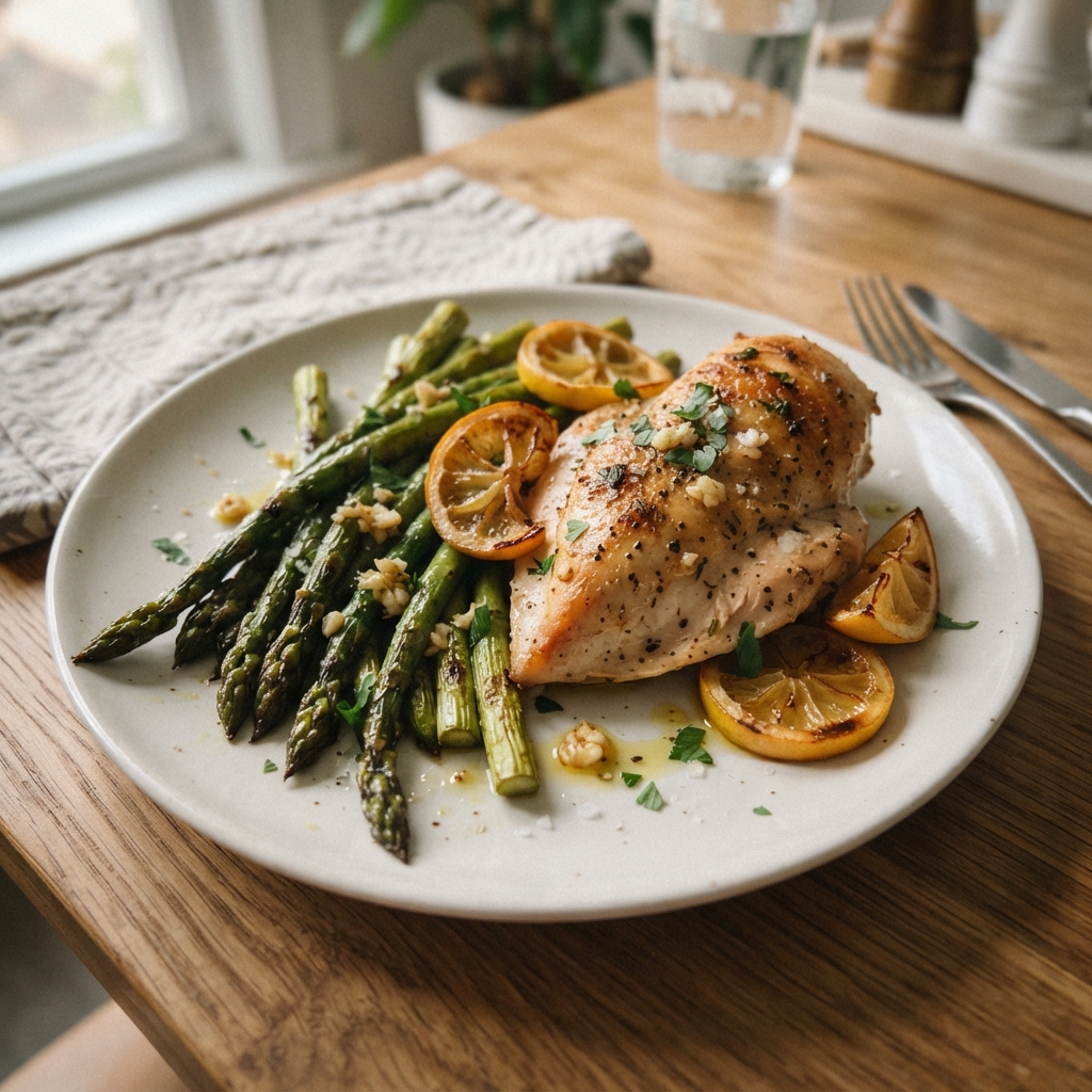 One-Pan Lemon Garlic Chicken and Asparagus