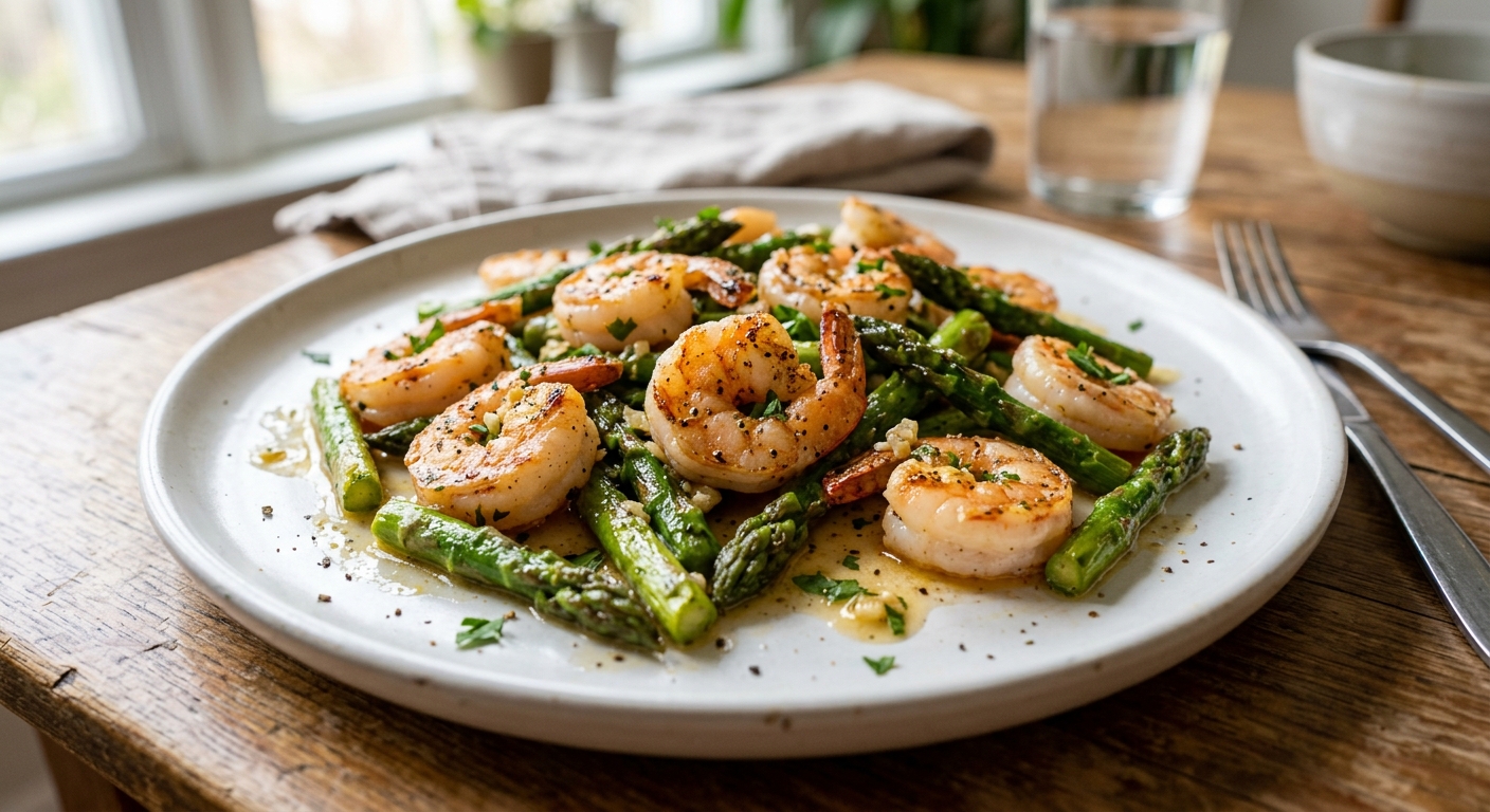 One-Pan Garlic Butter Shrimp and Asparagus