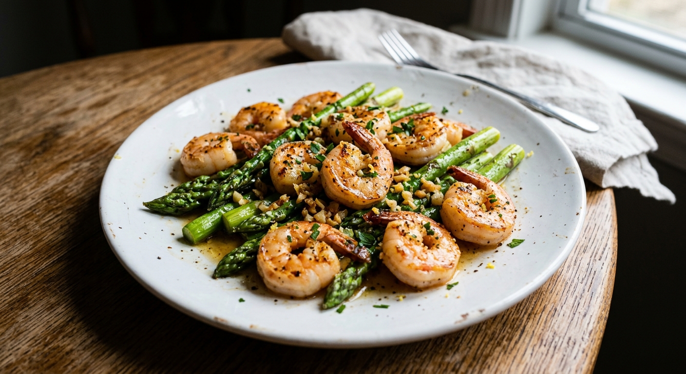 Lemon Garlic Butter Shrimp and Asparagus
