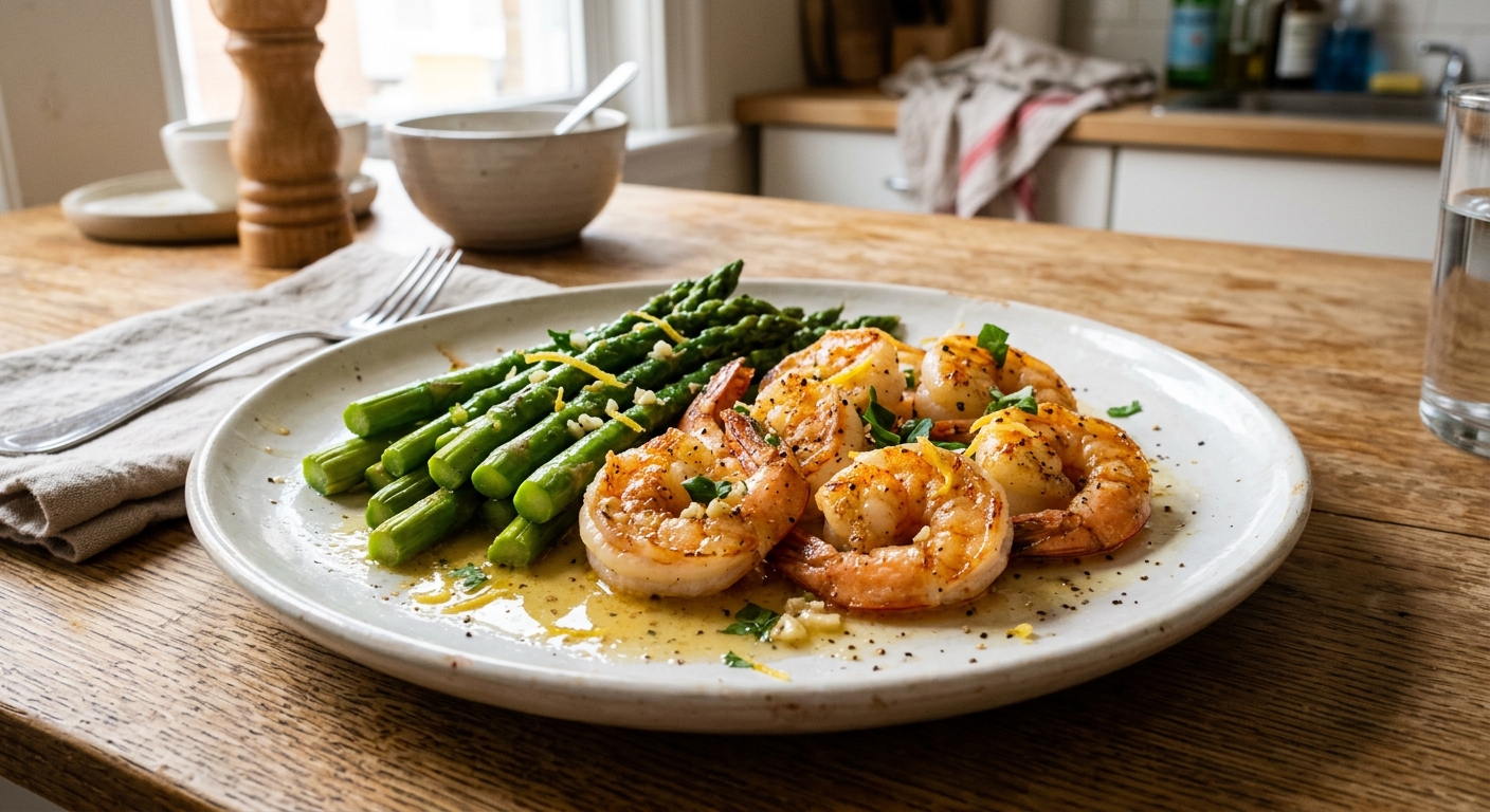 Lemon Garlic Butter Shrimp and Asparagus
