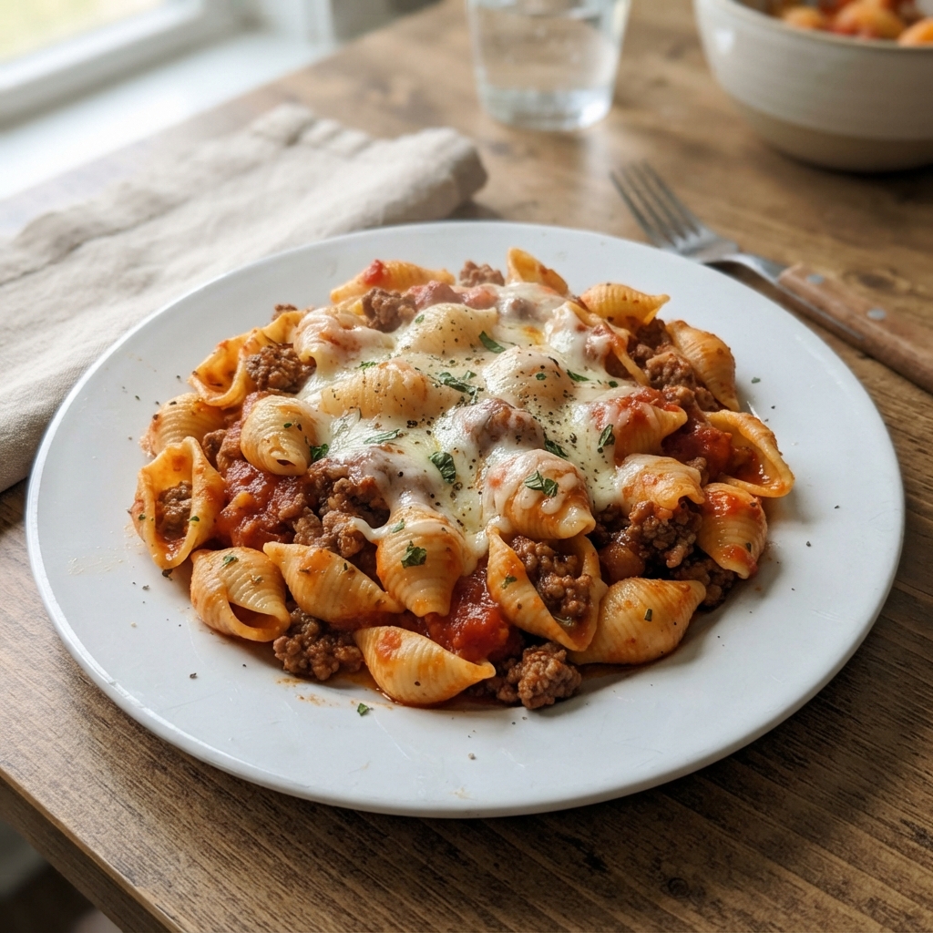 One-Pan Cheesy Beef Pasta