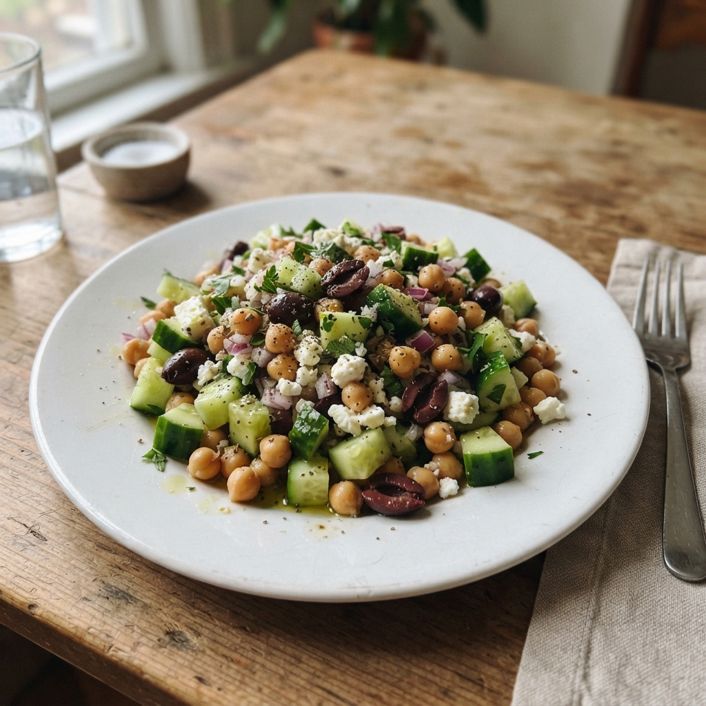 Mediterranean Chickpea and Cucumber Salad