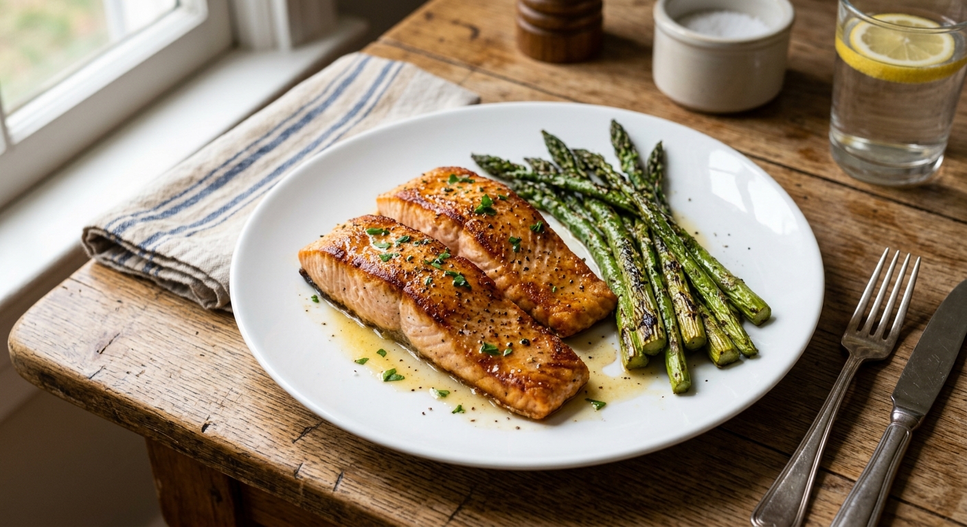 One-Pan Lemon Garlic Butter Salmon and Asparagus