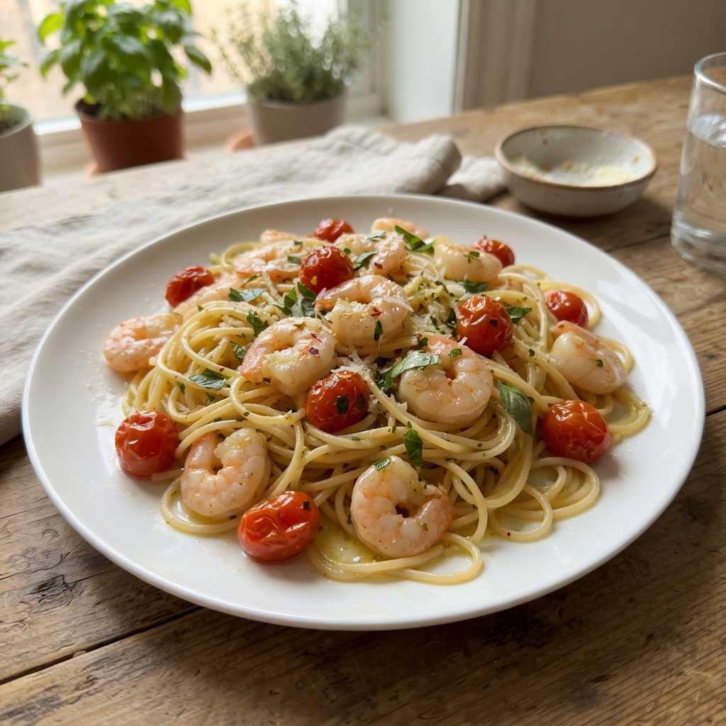 Zesty Lemon Garlic Shrimp Pasta