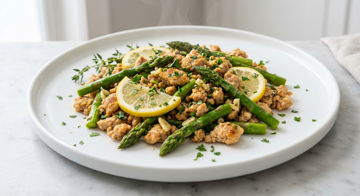 Zesty Lemon Garlic Turkey and Asparagus Skillet