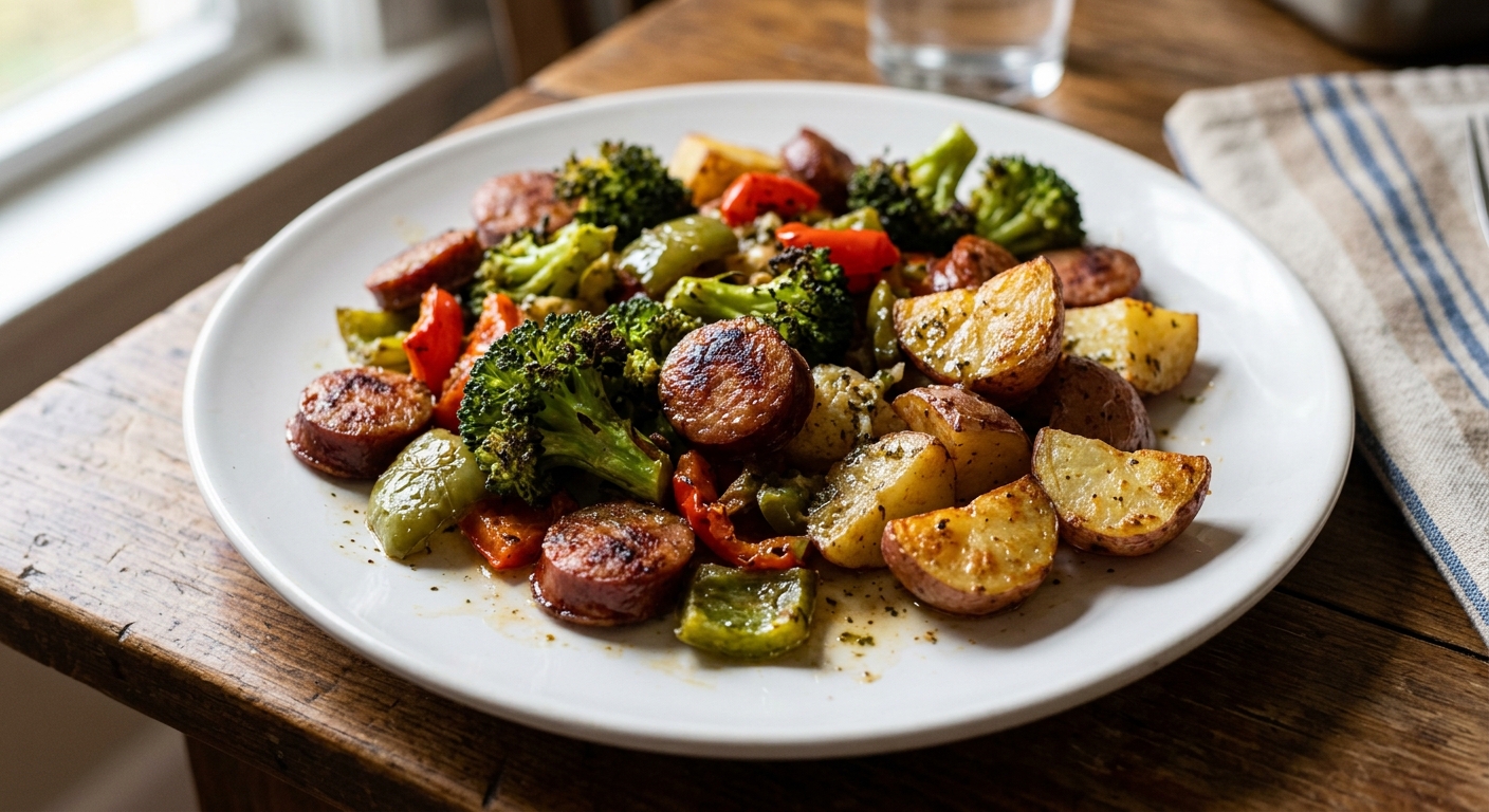 One-Pan Garlic Butter Sausage and Veggies
