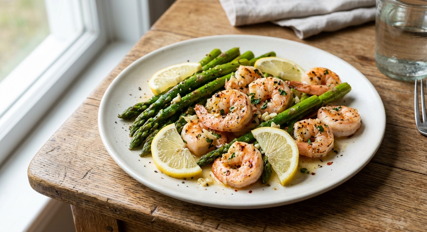 One-Pan Garlic Butter Shrimp and Asparagus
