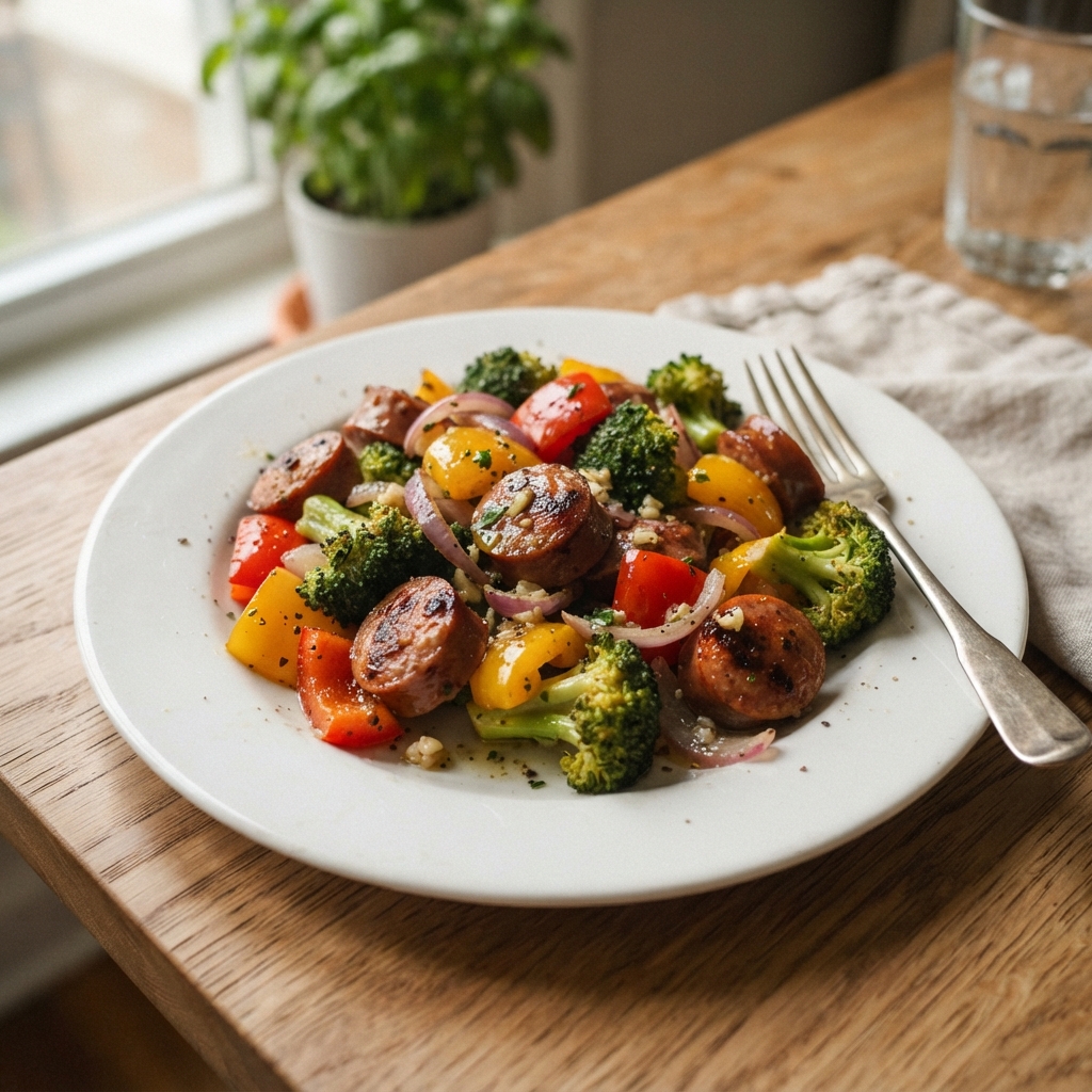 One-Pan Garlic Butter Sausage and Veggies