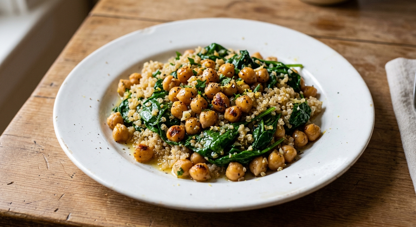 One-Pan Lemon Garlic Chickpea and Spinach Sauté
