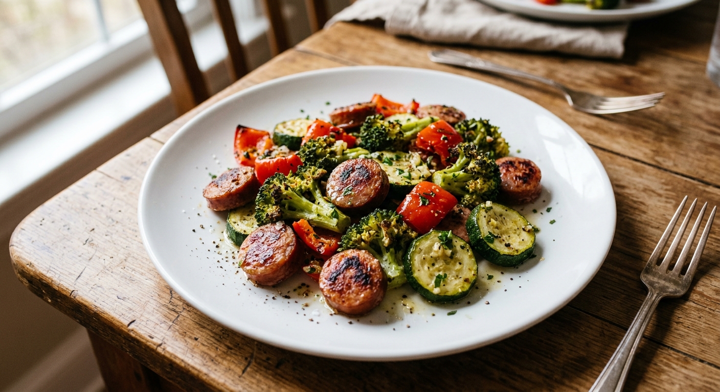 One-Pan Garlic Butter Sausage and Veggies