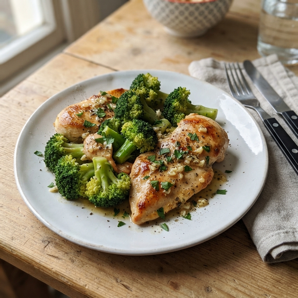 One-Pan Garlic Butter Chicken and Broccoli