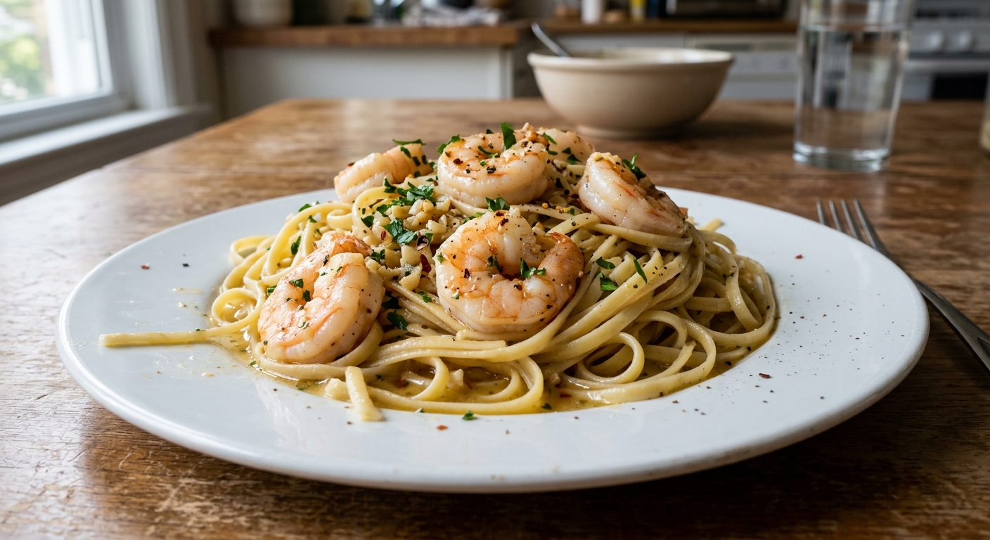 Lemon Garlic Shrimp Scampi Pasta