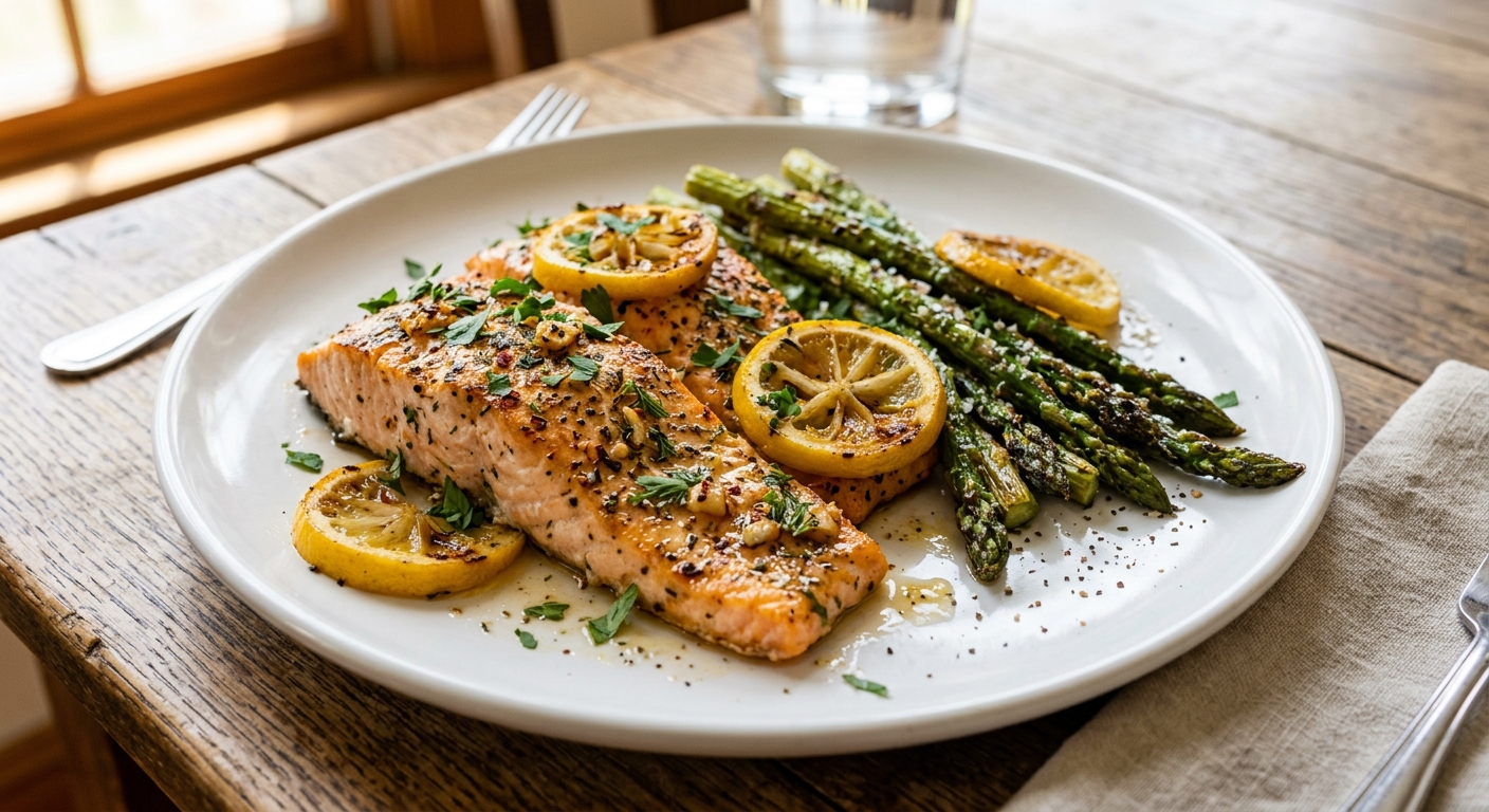 Lemon Garlic Sheet Pan Salmon and Asparagus