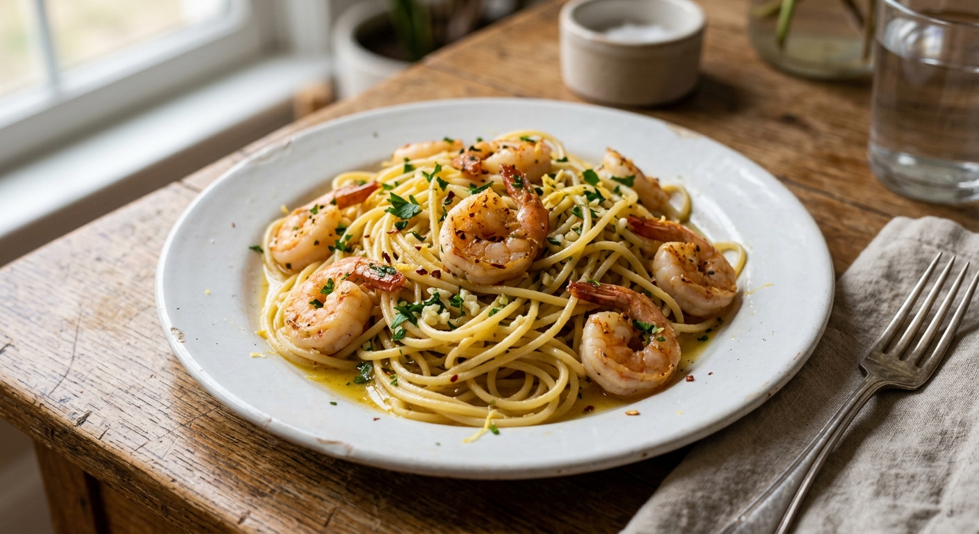 One-Pan Garlic Lemon Shrimp Pasta