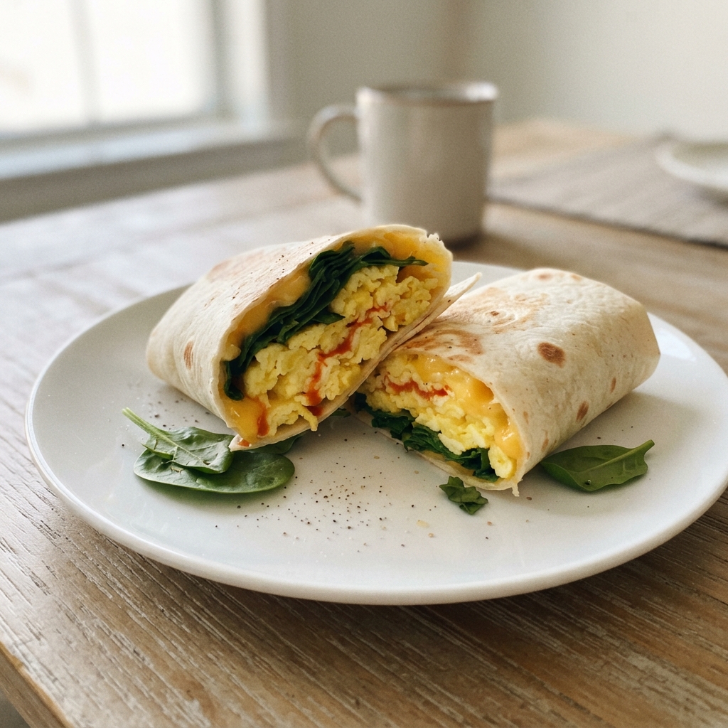 Quick Egg and Spinach Breakfast Wrap