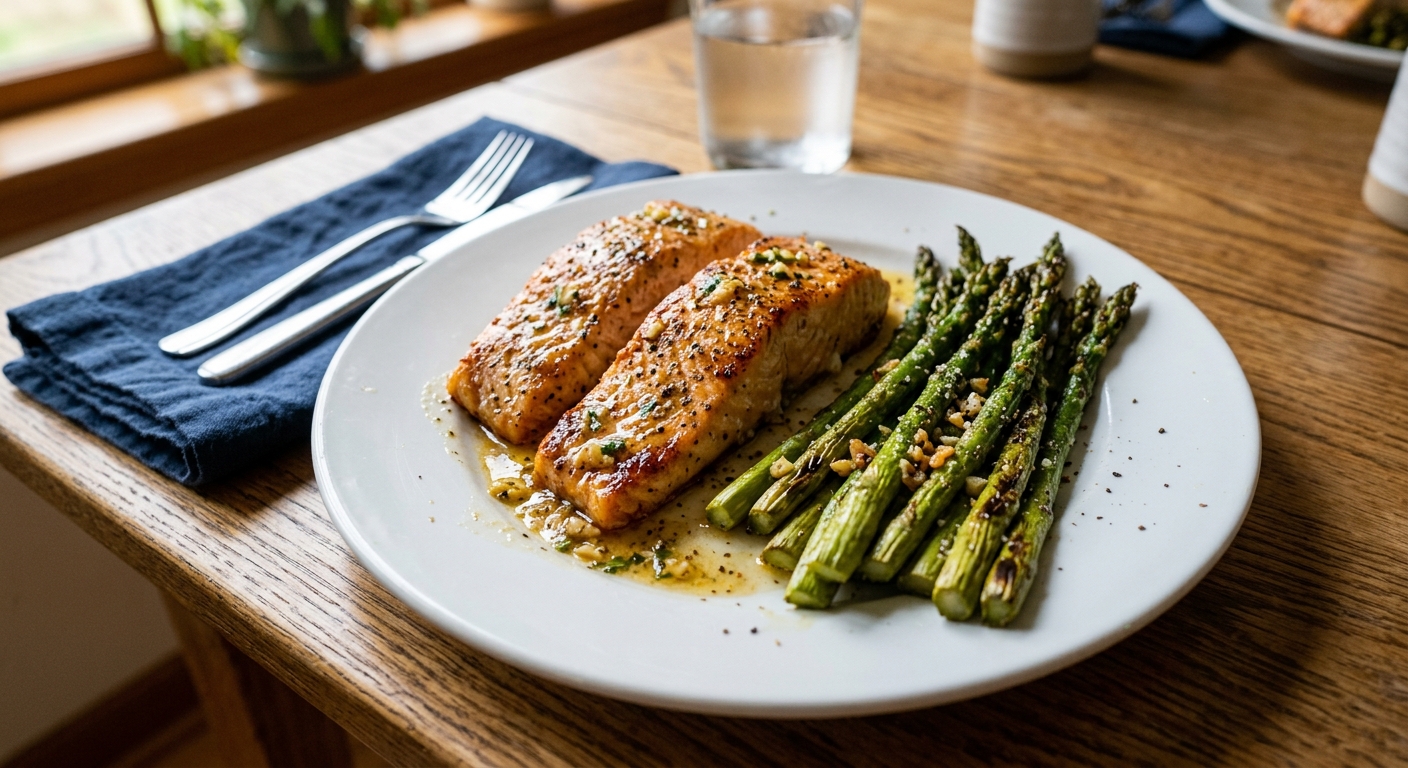 One-Pan Lemon Garlic Butter Salmon and Asparagus