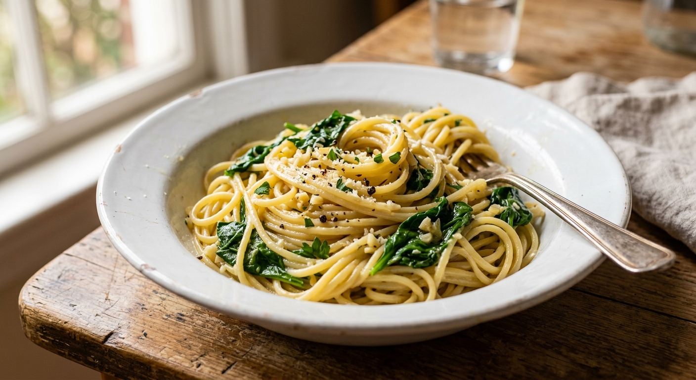 Lemon Garlic Butter Pasta with Spinach