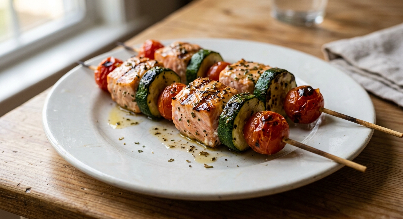 Grilled Lemon Herb Salmon Skewers