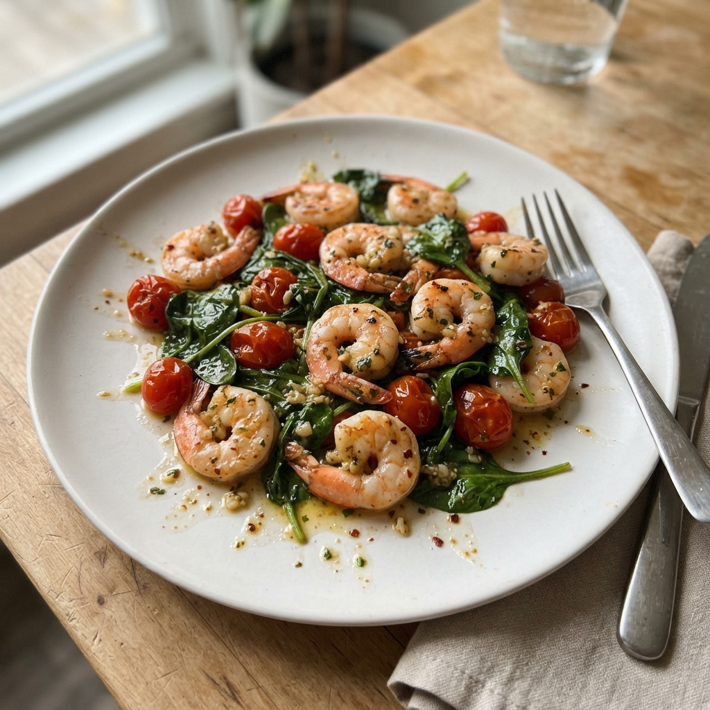 One-Pan Garlic Butter Shrimp and Spinach