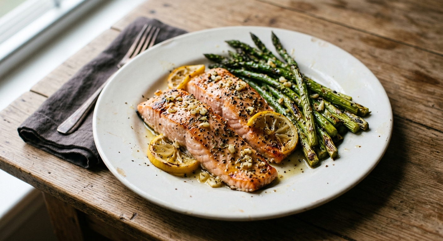 Sheet Pan Lemon Garlic Salmon and Asparagus