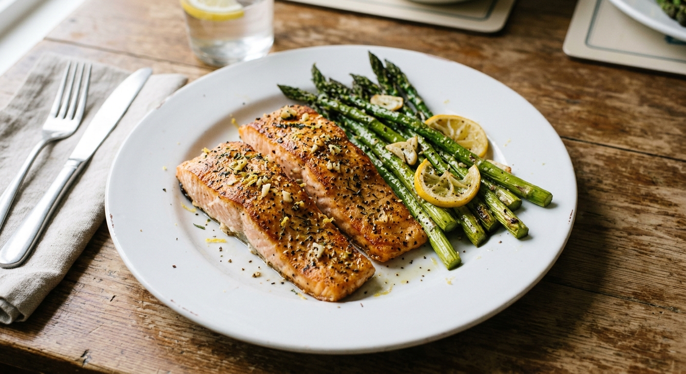 Pan-Seared Lemon Garlic Salmon and Asparagus