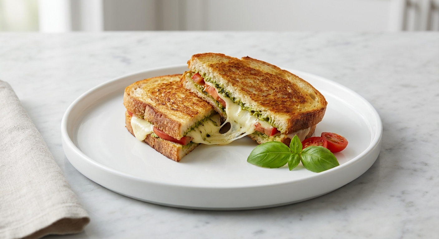 Pesto and Mozzarella Grilled Melts