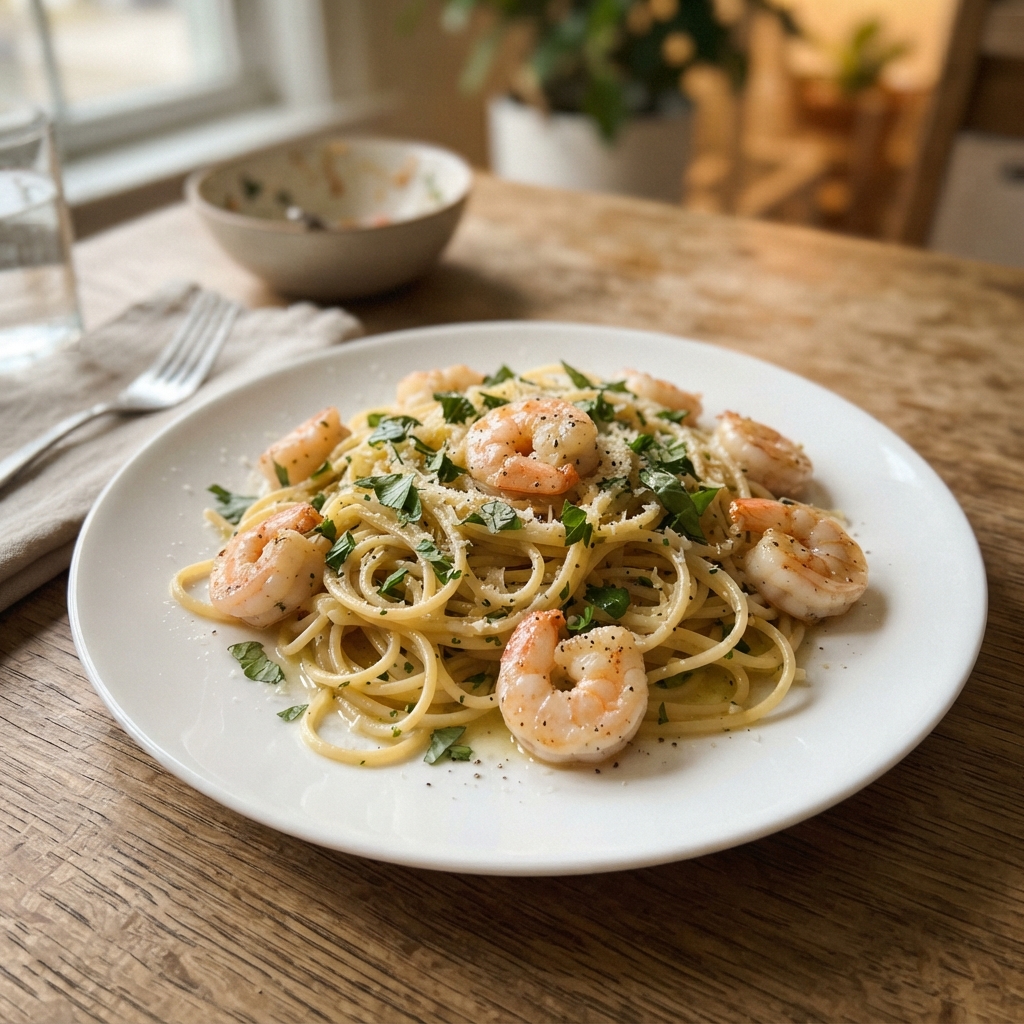 One-Pan Garlic Butter Shrimp Pasta