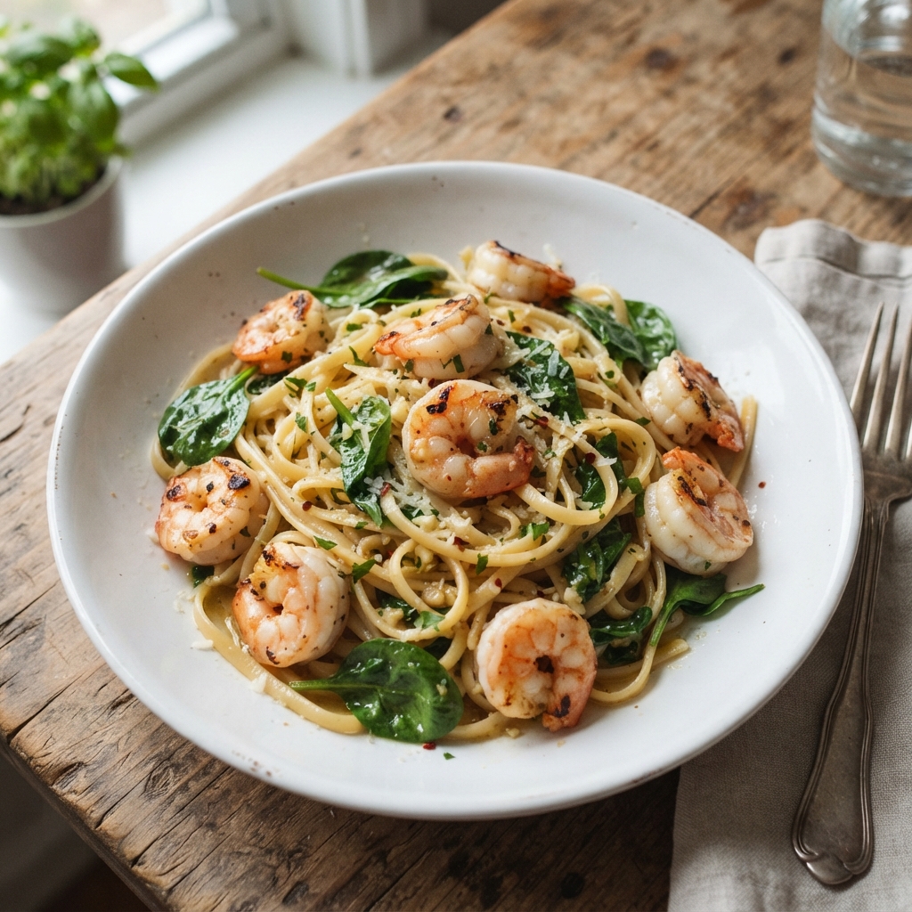 15-Minute Lemon Garlic Shrimp Pasta