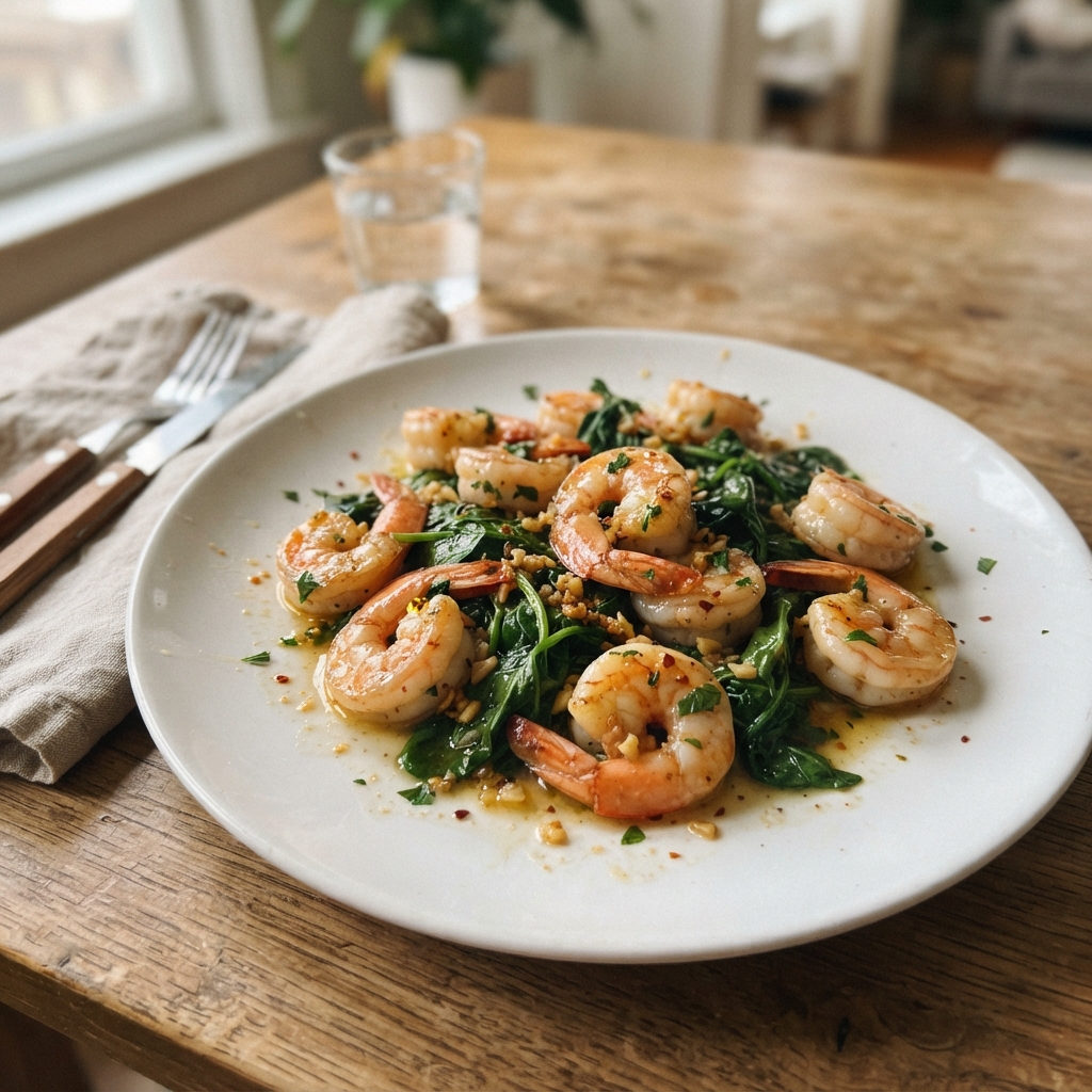 One-Pan Garlic Butter Shrimp and Spinach