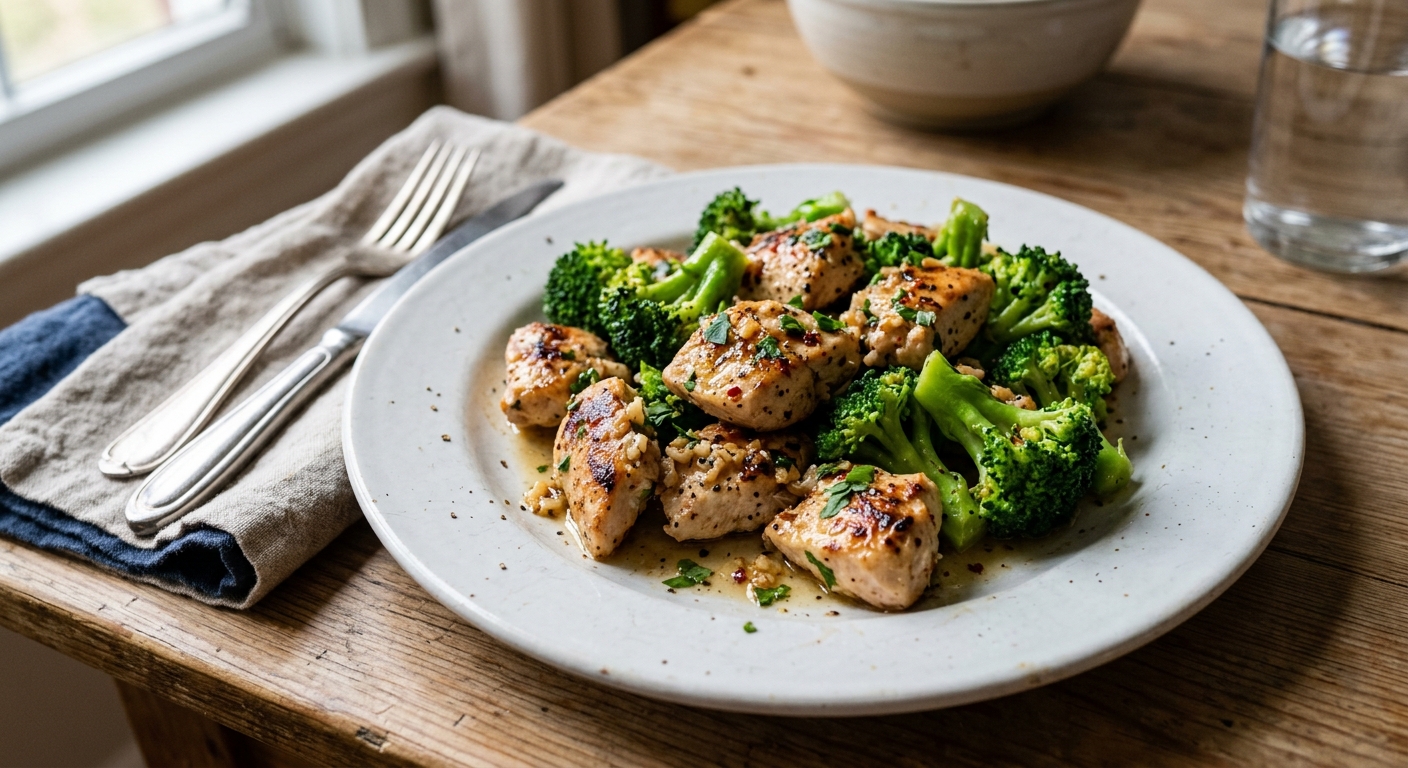 One-Pan Garlic Butter Chicken and Broccoli