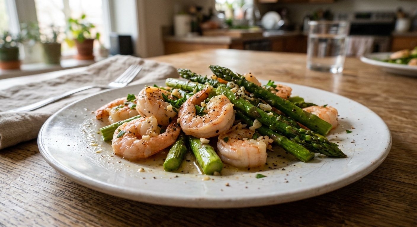 One-Pan Lemon Garlic Butter Shrimp and Asparagus