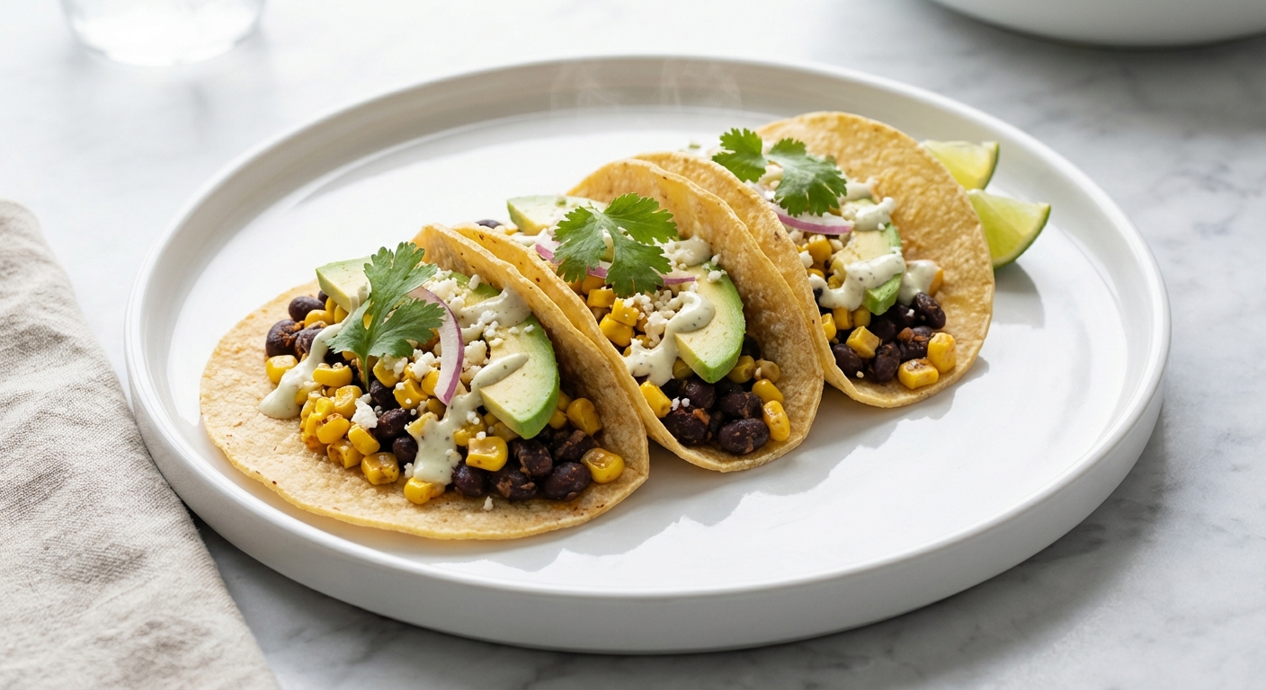 Zesty Black Bean and Corn Tacos