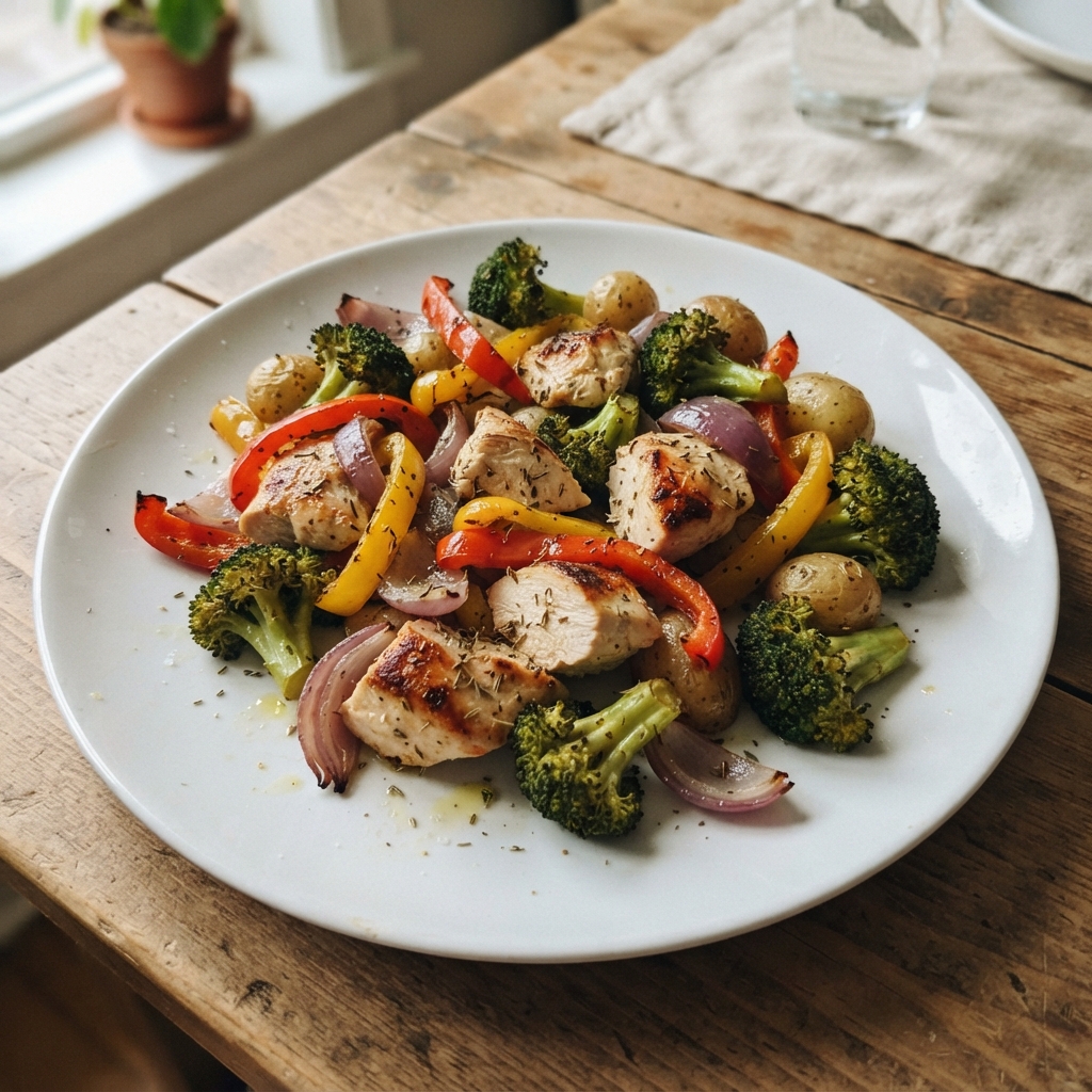 Easy Sheet Pan Roasted Veggies and Chicken