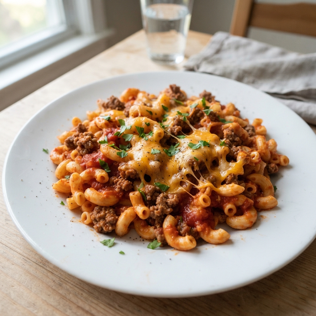 One-Pan Cheesy Beef Pasta