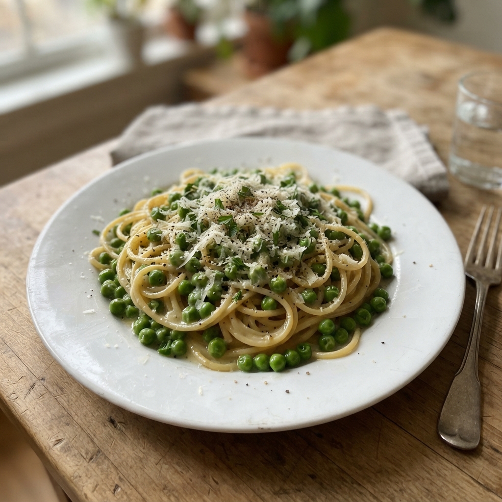 One-Pan Garlic Butter Pasta and Peas