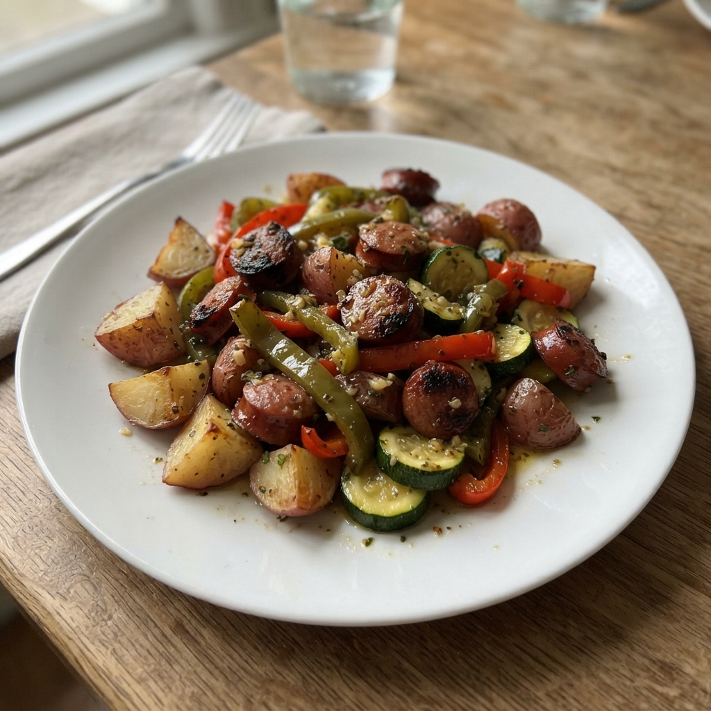 One-Pan Garlic Butter Sausage and Veggies