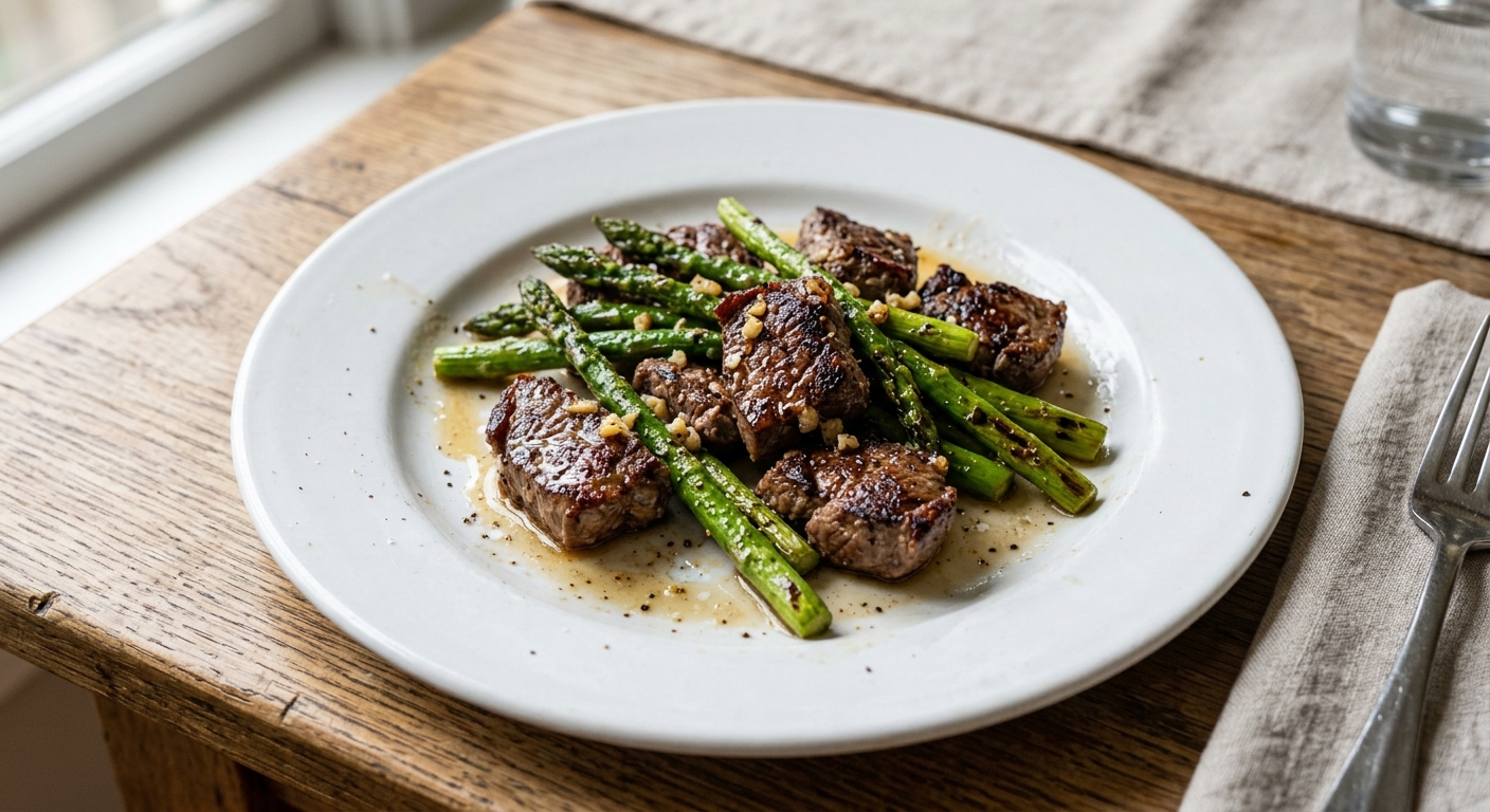 One-Pan Garlic Butter Steak and Asparagus