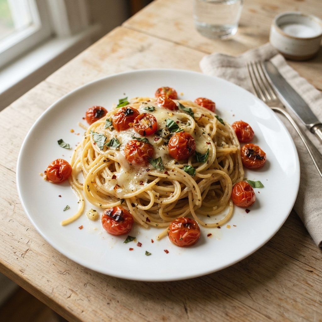 One-Pan Garlic Butter Tomato Pasta