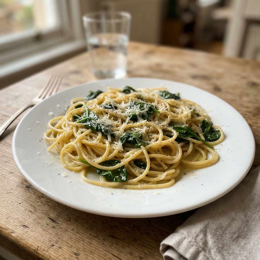 One-Pan Garlic Butter Pasta with Spinach and Parmesan