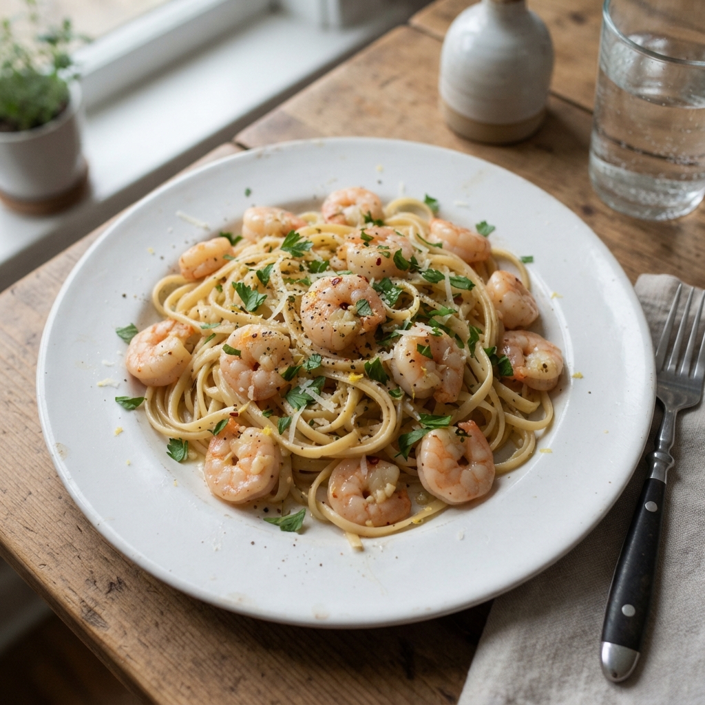 15-Minute Garlic Butter Shrimp Pasta