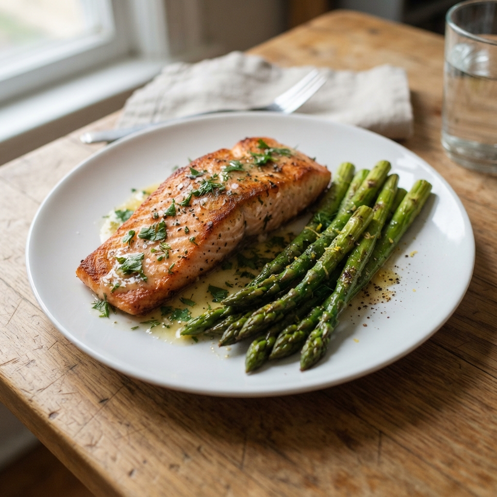 One-Pan Garlic Butter Salmon and Asparagus