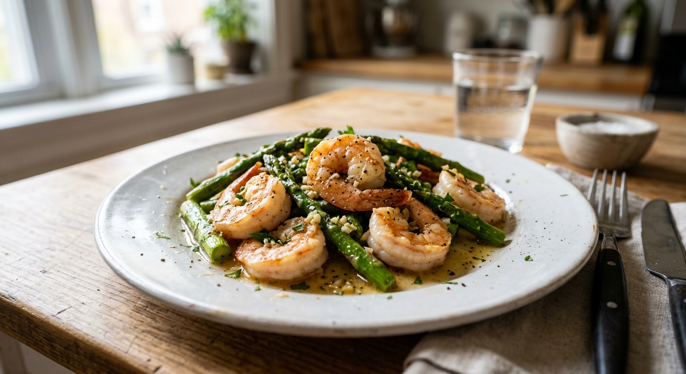 One-Pan Garlic Butter Shrimp and Asparagus