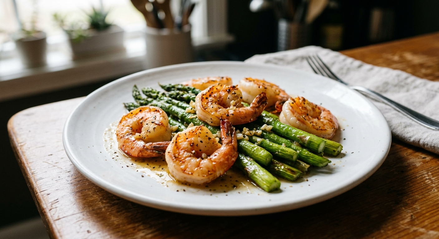 Lemon Garlic Butter Shrimp and Asparagus